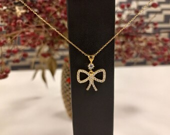 8K Gold Pendant, grandma pendant, mothers day gift, Pearl pendant, Diamond pendant, Gold Necklace, gift for her, boho pendant, vintage