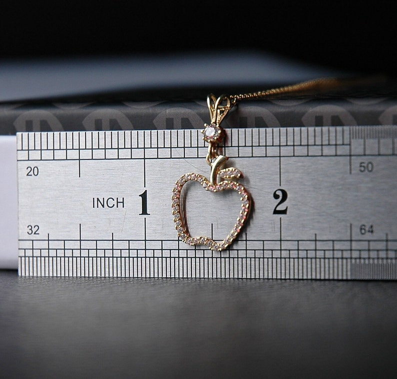 14K Gold Pendant, Apple Pendant, Apple Necklace, Gold Apple Pendant, Gift pendant, PendantFor Mom,PendantFor Love, Key To My Heart, Gold image 5