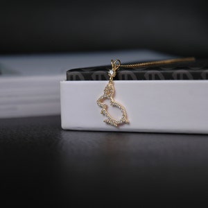 14K Gold Pendant, Rabbit pendant, Bunny pendant, Gold rabbit charm, Rabbit necklace charm, Cluster pendant, Cross pendant, Tassel pendant, image 9