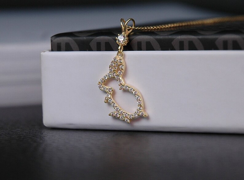 14K Gold Pendant, Rabbit pendant, Bunny pendant, Gold rabbit charm, Rabbit necklace charm, Cluster pendant, Cross pendant, Tassel pendant, image 5