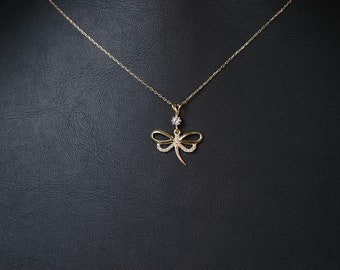 14K Gold Necklace,  Butterfly Necklace, gold butterfly necklace, butterfly necklace gold, mom pendant, mothers day gift, girls pendant