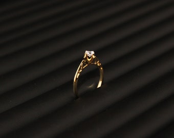 Anillo de oro de 10K, Anillo de oro de 8K, Anillo elegante y chic, Anillo de oro esculpido, Anillo de oro texturizado, Anillo artístico de mujer, Bandas de oro apilables, Oro