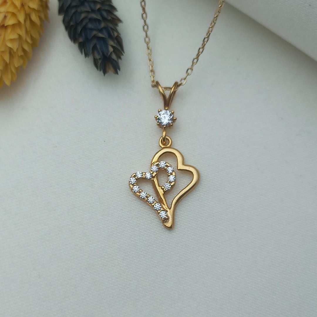 Two Piece Gold Plated Heart Necklace main image 0