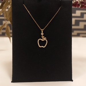 8K Gold Pendant, Apple Pendant, Apple Necklace, Gold Apple Pendant, Unique pendant, Handmade pendant, Delicate pendant, Minimal necklace,