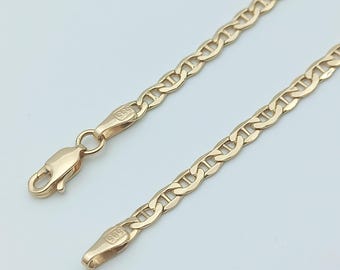 14K Gold Anchor Mariner Chain Necklace, 14K Gold Anchor Mariner Chain Bracelet, Man and Woman Mariner Necklace, 3.5mm Mariner Chain Necklace