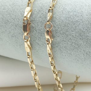 Bracelet boîte en or massif 14 carats, bracelet rectangle solide, bracelet long box, chaîne box en or massif, bracelet box pour homme et femme, chaîne pour homme