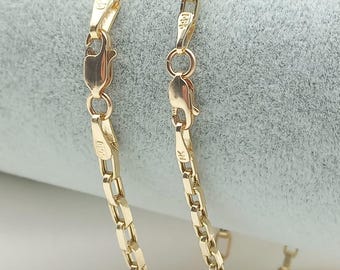 14k solid gold box bracelet, rectangle solid box bracelet, long box bracelet, solid gold box chain,box bracelet for men and women, men chain