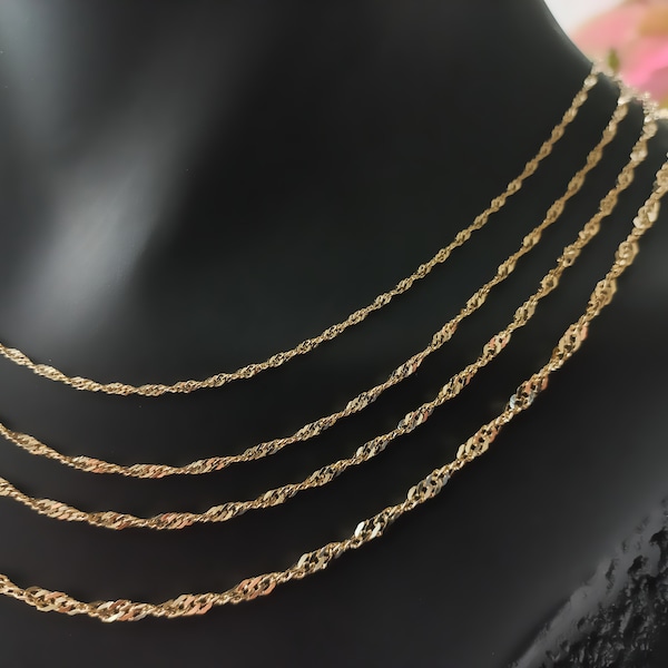 14K Gold Singapore Chain, Gold Chain, Special Chain, Man Gold Chain, Woman Gold Chain, Gift For Her, Special Singapore, Gold Singapore, Gift