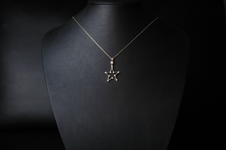 Colgante Oro 14K, Especial, Colgante, Colgante Estrella Oro, Colgante Delicado, Llave De Mi Corazón, Regalo Para Mamá, Regalo Para Mujer, Colgante Mujer, 14K imagen 8