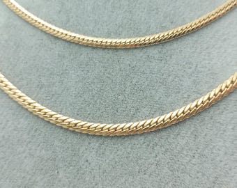 14K Solid Gold Curb Chain Necklace | Cuban Link Bracelet & Anklet for Women | Waterproof Layering Chain