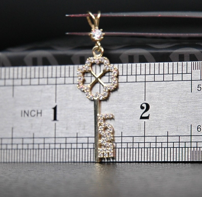 14K Gold Anhänger, Liebesschlüssel Halskette, Schlüssel zu meinem Herzen Schmuck, Sweetheart Schlüssel Halskette, Schlüssel Halskette Liebesschloss Anhänger, Romantischer Schlüssel Anhänger, Bild 7