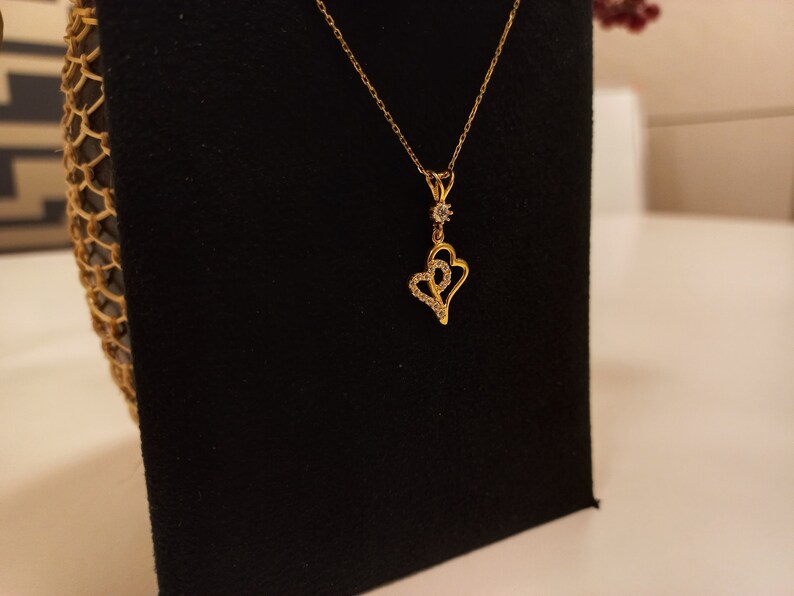 8K Gold Pendant, Double Heart Necklace , Twin Hearts Pendant, Dual Love Charm , birthday gift, Fine Jewelry, gift for her, women's pendant image 10