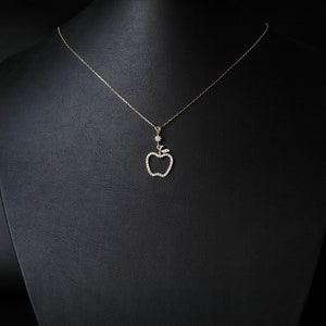 14K Gold Pendant, Apple Pendant, Apple Necklace, Gold Apple Pendant, Gift pendant, PendantFor Mom,PendantFor Love, Key To My Heart, Gold image 6