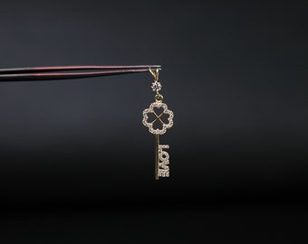 Ciondolo in oro 14K, Collana con chiave d'amore, Chiave per i miei gioielli del cuore, Collana con chiave dell'innamorato, Collana con chiave Ciondolo con lucchetto d'amore, Fascino chiave romantico,