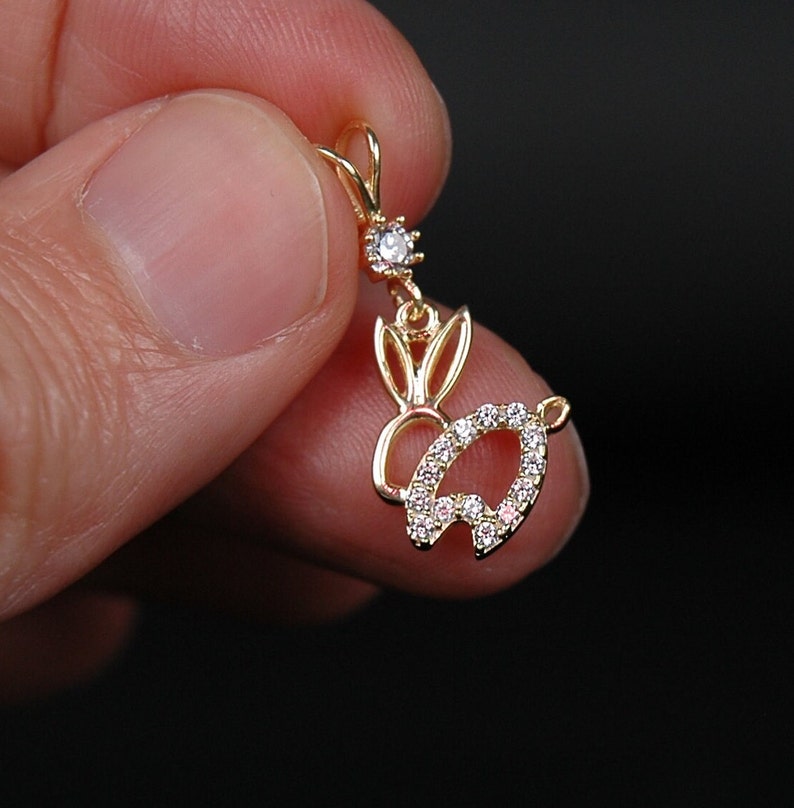 14K Gold Pendant, Small Rabbit pendant, Bunny pendant, Gold rabbit charm, Rabbit necklace charm, mothers day gift, girls pendant, 14K Rabbit zdjęcie 6