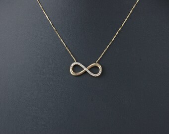 8K Gold Necklace, Forever Knot Necklace, Timeless Infinity Jewelry,  Infinity Symbol Necklace, Eternal Loop Pendant, Endless Charm Jewelry