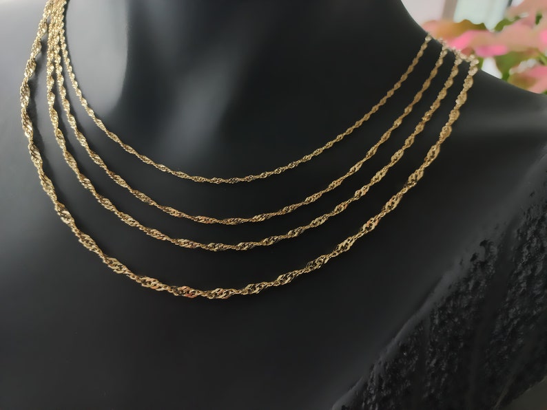 14K Gold Singapore Chain, Gold Chain, Special Chain, Man Gold Chain, Woman Gold Chain, Gift For Her, Special Singapore, Gold Singapore, Gift image 6
