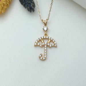 gold love umbrella, gold umbrella necklace, umbrella charm, love umbrella necklace, key to my heart, gold umbrella jewelry, gold umbrella