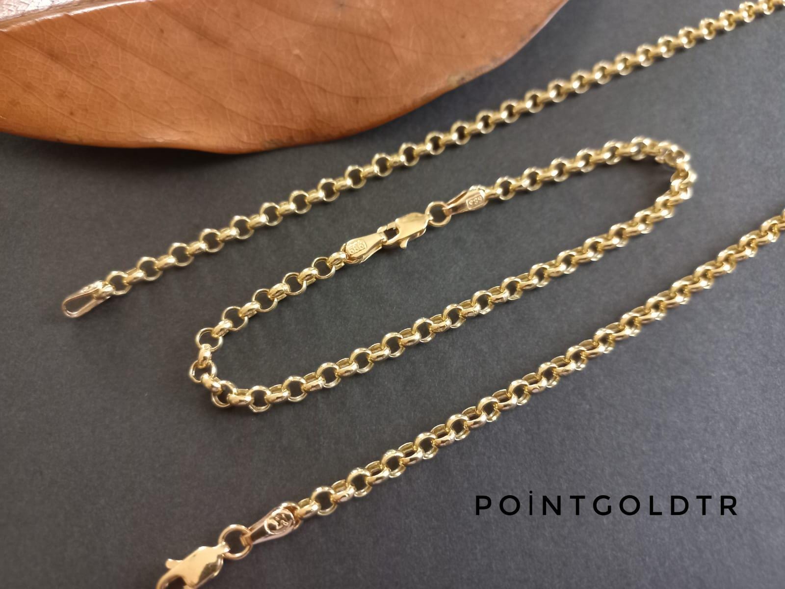 14K Gold Rolo Bracelet, Gold Rolo Chain, Gold Rolo Man Bracelet, Gold Rolo Women's Bracelet, Gold Bracelet,  Gift For Her, 4mm Rolo Bracelet