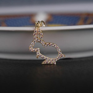 14K Gold Pendant, Rabbit pendant, Bunny pendant, Gold rabbit charm, Rabbit necklace charm, Cluster pendant, Cross pendant, Tassel pendant, image 4