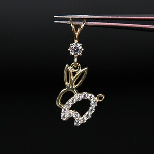 14K Gold Pendant, Small Rabbit pendant, Bunny pendant, Gold rabbit charm, Rabbit necklace charm, mothers day gift, girls pendant, 14K Rabbit