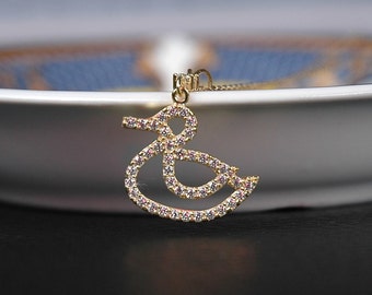 14K Gold Pendant, Swan Pendant, best friend pendant, gift for her, gift for him,  women's pendant, anniversary gift, girls pendant, Special