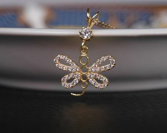 14K Gold Pendant, Butterfly pendant, mothers day gift, girls pendant, grandma pendant, best friend pendant, gift for her, women's pendant