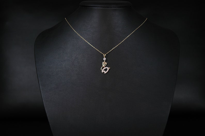 14K Gold Pendant, Small Rabbit pendant, Bunny pendant, Gold rabbit charm, Rabbit necklace charm, mothers day gift, girls pendant, 14K Rabbit