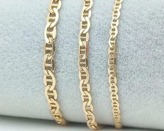 14K Gold Anchor Mariner Bracelet, Gold Mariner Bracelet, Men and Women Bracelet, Anchor Marine Bracelet, 2.6mm-3.5mm-4.4mm Mariner Bracelet