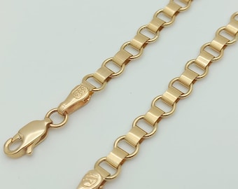 14K Solid Gold Box Chain Necklace, Solid Gold Rolo Chain Necklace, Gold Round Chain, Gold Box Bracelet, Special Gold Chain, 5mm Gold Chain