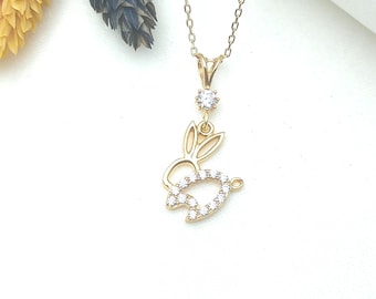 gold bunny pendant, rabbit charm necklace, bunny charm jewelry, gold rabbit necklace, cute bunny pendant, bunny love necklace, gold rabbit