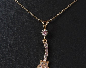 Collier en or 14 carats, collier Starlight, bijoux à breloque céleste, pendentif stellaire, cadeau de fête des mères, pendentif fille, pendentif grand-mère, cadeau en or