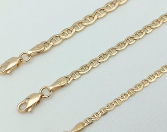 14K Gold Anchor Mariner Chain Necklace, Gold Mariner Bracelet, Men and Women Chain, Anchor Marine Bracelet, 2.6mm-3.5mm-4.4mm Mariner Chain,