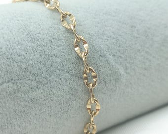 14K Gold Cable Chain Bracelet | Diamond Cut Gold Link for Women and Men | Waterproof Pure Gold 4.2mm | Gift for Her