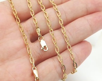 14K Gold Cable bracelet, Gold Paperclip Bracelet, Men and Women's Cable Bracelet, Gift For Her, Cable Bracelet, 3.10mm Cable Chain Bracelet