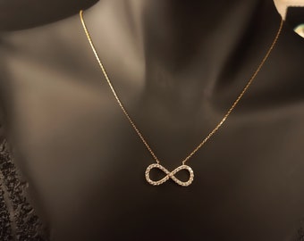 14K Gold Necklace, Forever Knot Necklace, Timeless Infinity Jewelry,  Infinity Symbol Necklace, Eternal Loop Pendant,  Endless Charm Jewelry