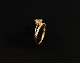 Anillo de oro de 10K, Anillo de oro de 8K, Anillo de oro exquisito, Anillo de oro simplicidad, Anillo de belleza radiante, Anillo de oro brillante, Anillo de oro escultórico, Regalo