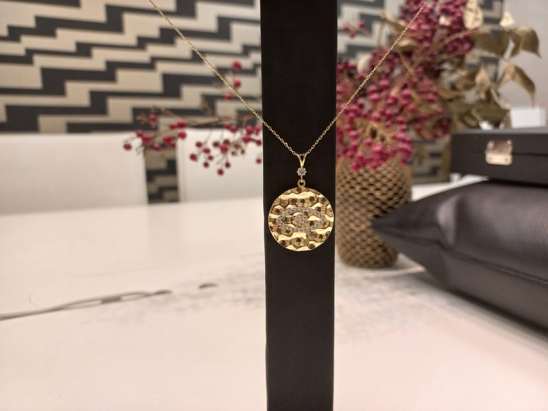 8K Gold Pendant, Charm necklace, Dainty pendant, Minimalist pendant, Pearl pendant, Diamond pendant, 8K Gold pendant,  Unique pendant,