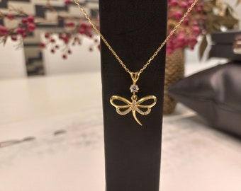 8K gouden hanger, gouden vlinderhanger, speciaal vlindergoud, vlinderhanger, ketting fijne sieraden, cadeau voor haar, cadeauhanger
