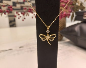 8K Gold Anhänger, Gold Schmetterling Anhänger, Besonderer Schmetterling Gold, Schmetterling Anhänger, Halskette feiner Schmuck, Geschenk für Sie, Geschenkanhänger