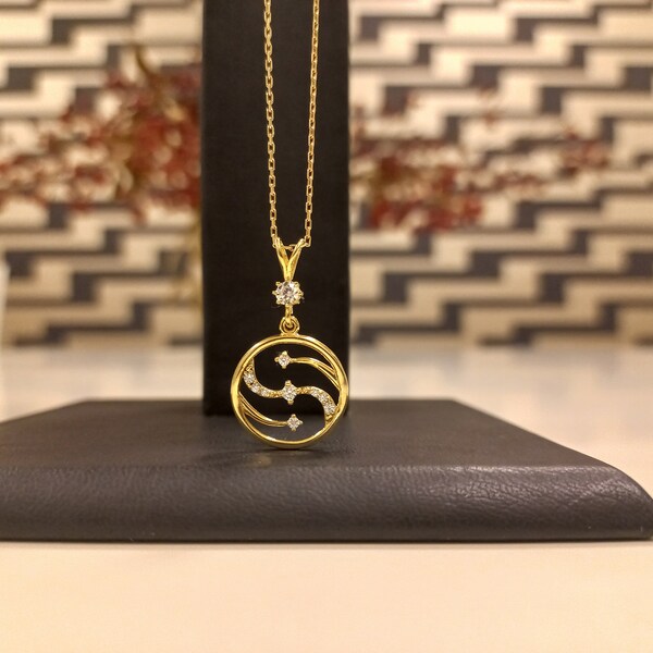 8K Gold Pendant, Filigree pendant,  Short pendant, mom pendant, Charm necklace, gift for her, Dainty pendant, Minimalist pendant,