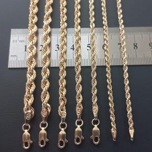 14K Gold Rope Chain Necklace, Gold Rope Bracelet, Man and Woman Rope Necklace Chain, Rope Necklace Chain,  2.3mm2.8mm3.3mm4mm4.5mm5mm5.5mm