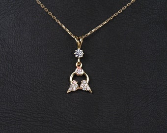 Pendentif en or 14 carats, pendentif oiseau, pendentif double oiseau, cadeau de fête des mères, cadeau d'anniversaire, cadeau de Noël, cadeau pour elle, pendentif grand-mère, femme