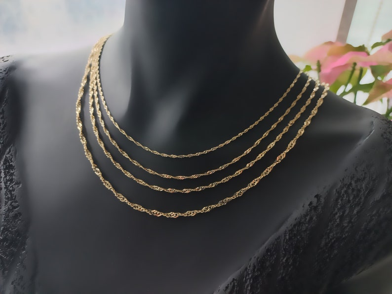 14K Gold Singapore Chain, Gold Chain, Special Chain, Man Gold Chain, Woman Gold Chain, Gift For Her, Special Singapore, Gold Singapore, Gift image 10