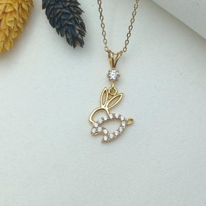 gold bunny pendant, rabbit charm necklace, bunny charm jewelry, gold rabbit necklace, cute bunny pendant, bunny love necklace, gold rabbit