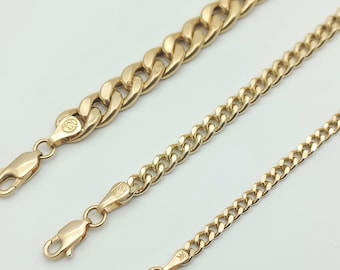 14k Gold Miami Cuban link chain necklace, Miami Cuban chain for men and women, Italian gold Miami bracelet, 3.2mm 4.5mm 8mm gold Cuban chain
