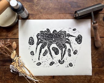 蟹座のリノ版画：手作りゴスタロットウォールアート