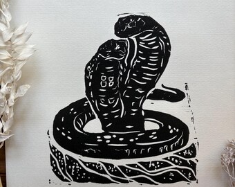 Signierter Linolschnitt Fehldruck: Astrologie, Stier, Pferd, Adler, Schlange