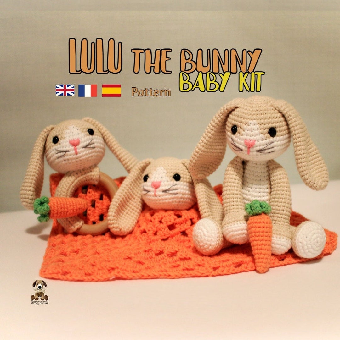 Crochet Rabbit Amigurumi Pattern, PDF Tutorial Kit Bunny Baby Kit Lulu