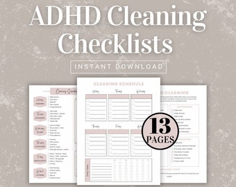 Lista de verificación del cronograma de limpieza del TDAH, cronograma de la lista de limpieza del TDAH, casillas de verificación de la lista de limpieza estacional mensual semanal